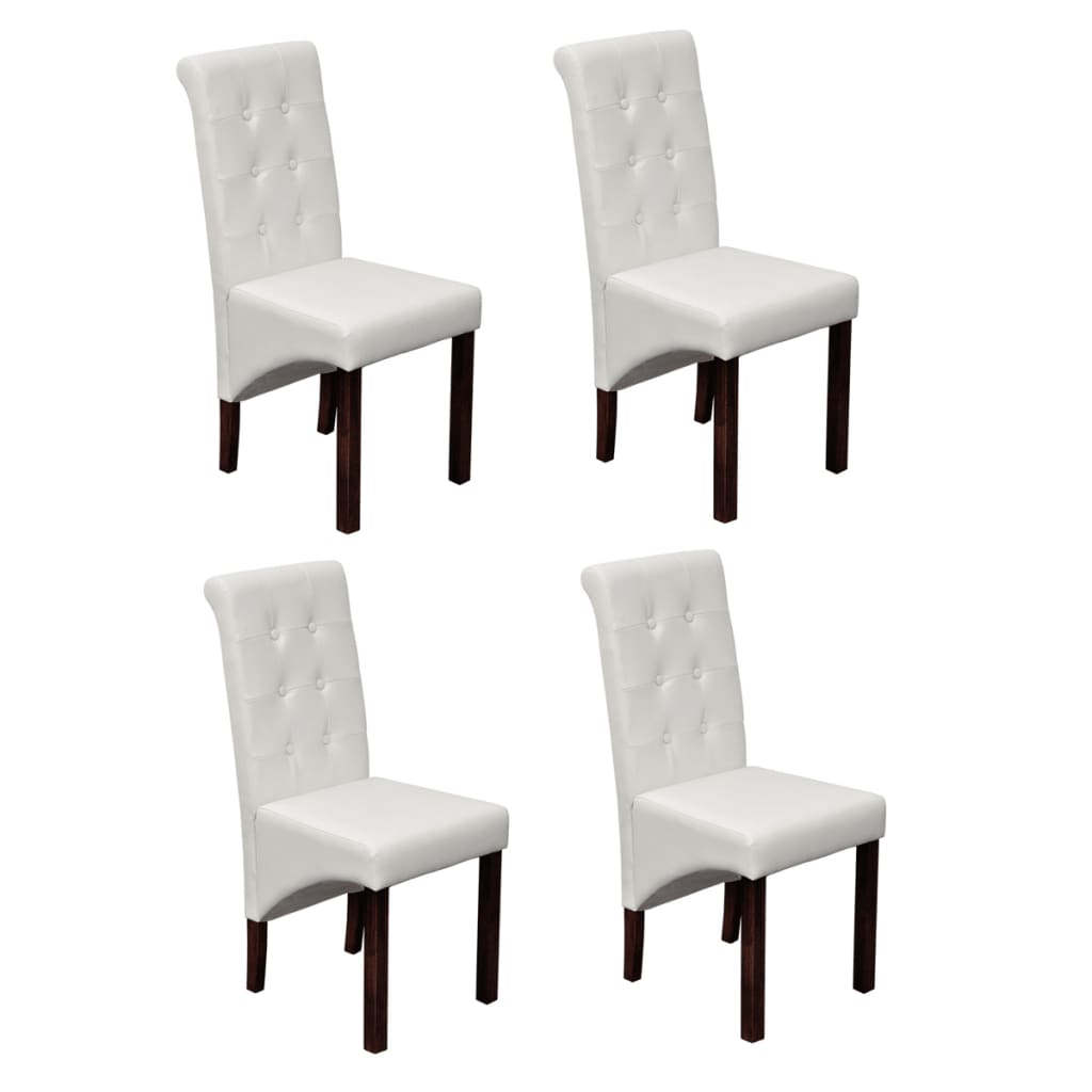 vidaXL Sillas de comedor 4 unidades cuero sintético blanco