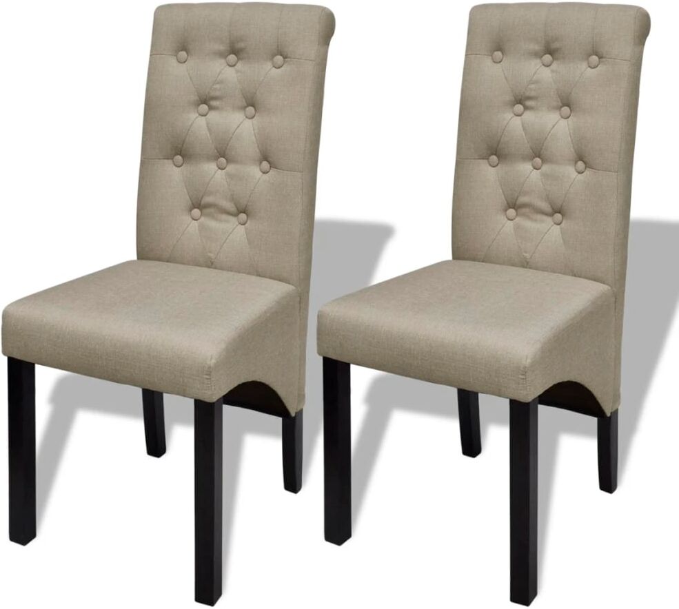 vidaXL Sillas de comedor 2 unidades de tela beige