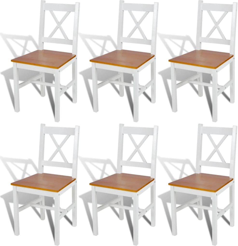 vidaXL Sillas de comedor 6 unidades madera de pino blancas