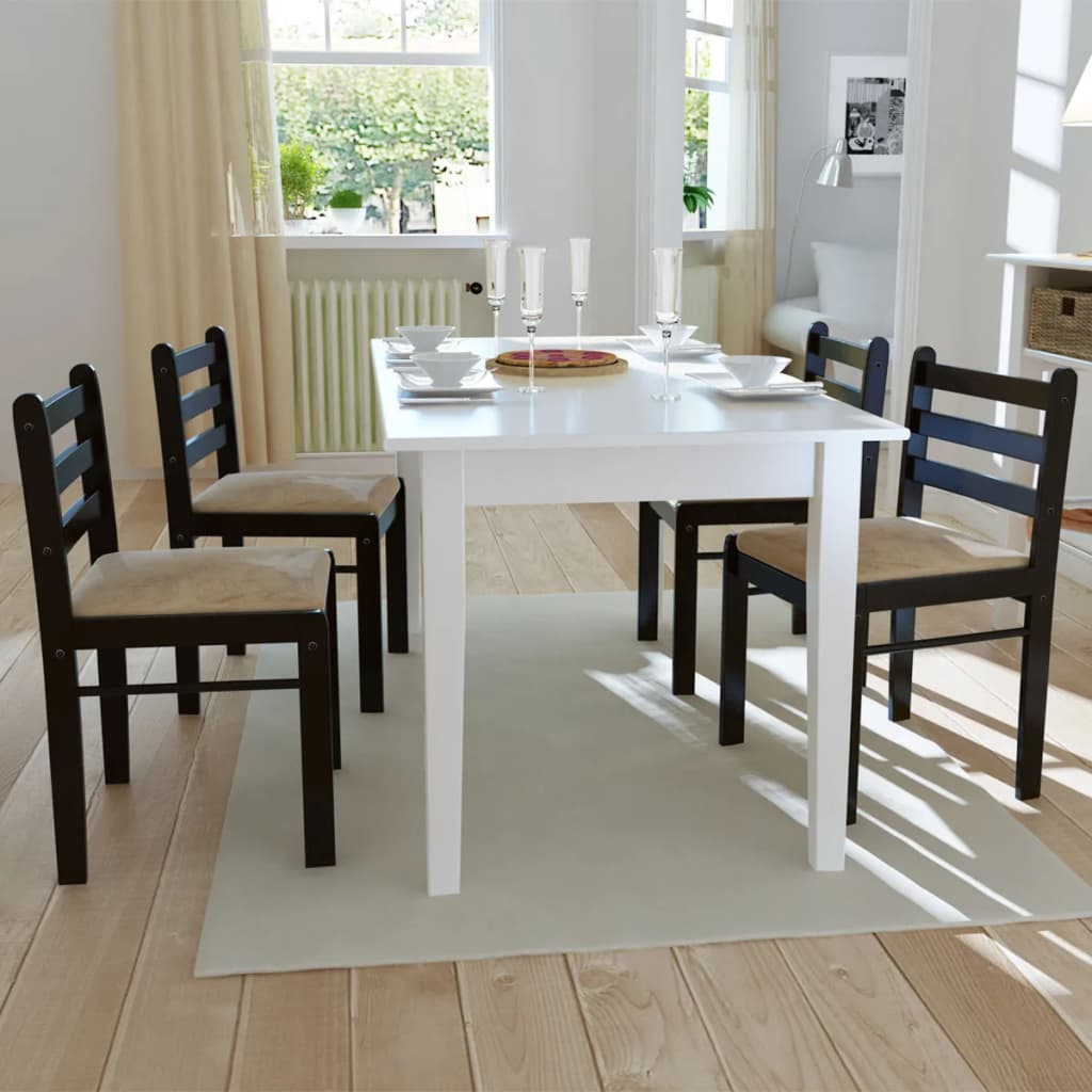 vidaXL Sillas de comedor 4 uds madera maciza caucho terciopelo marrón