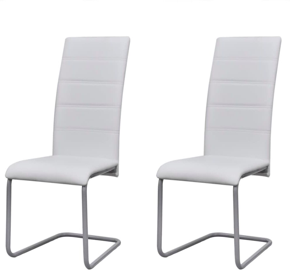 vidaXL Sillas de comedor voladizas 2 unidades cuero sintético blanco