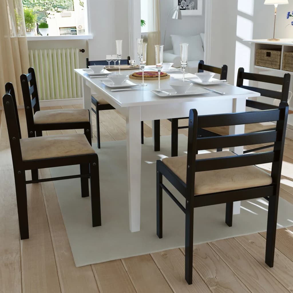 vidaXL Sillas de comedor 6 unidades madera maciza y terciopelo marrón