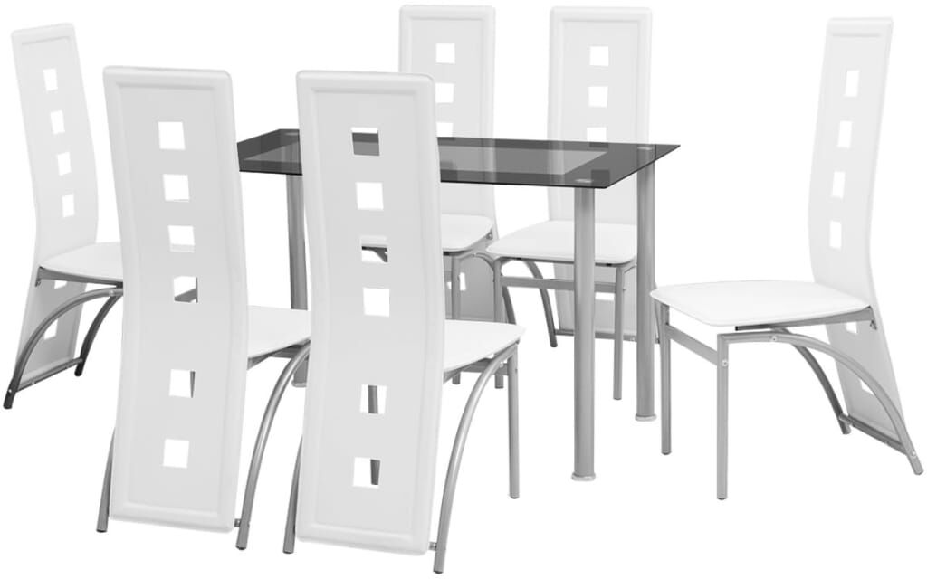 vidaXL Conjunto de comedor de siete piezas blanco