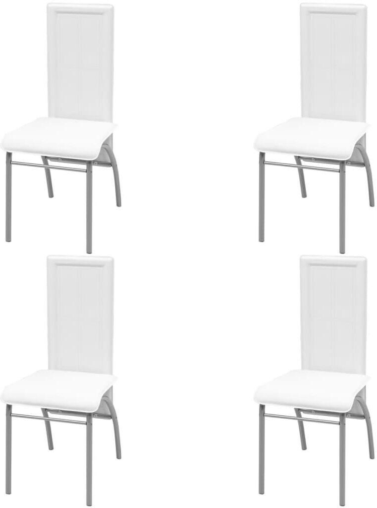 vidaXL Sillas de comedor 4 unidades cuero sintético blanco