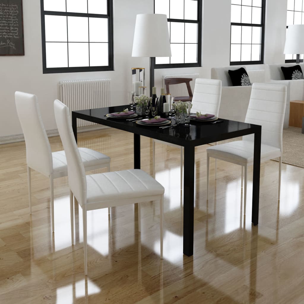 vidaXL Conjunto de mesa de comedor 5 piezas blanco y negro