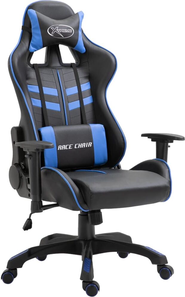 vidaXL Silla de gaming de cuero sintético azul