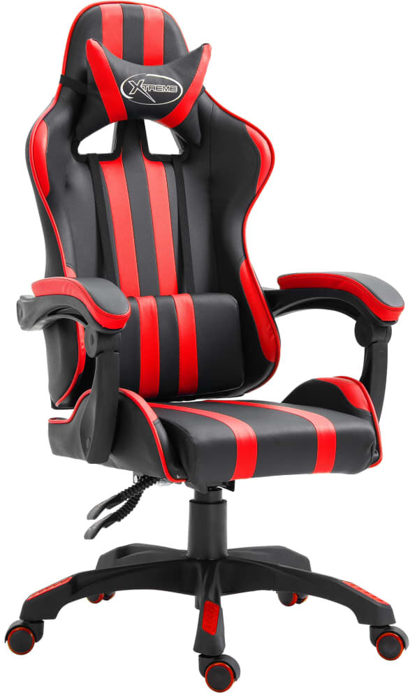 vidaXL Silla de gaming de cuero sintético rojo