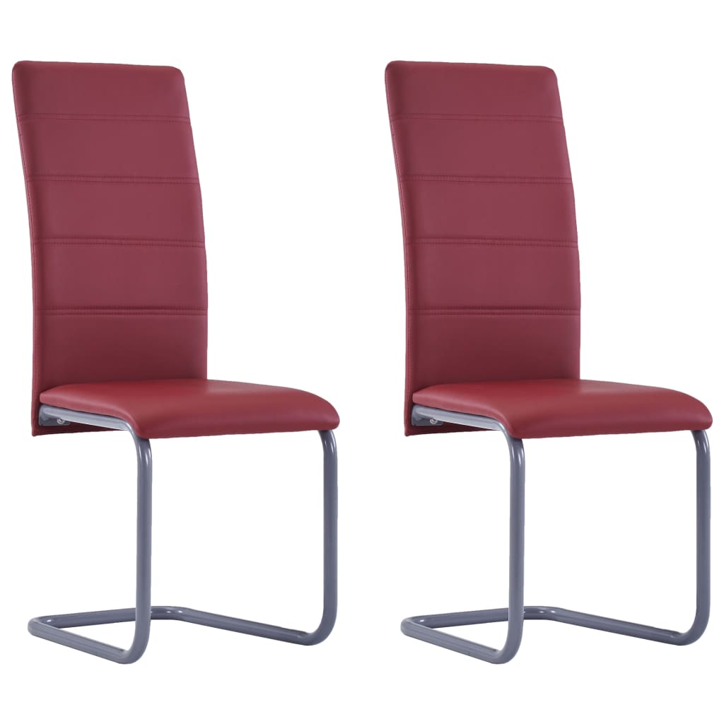 vidaXL Sillas de comedor voladizas 2 unidades cuero sintético rojo