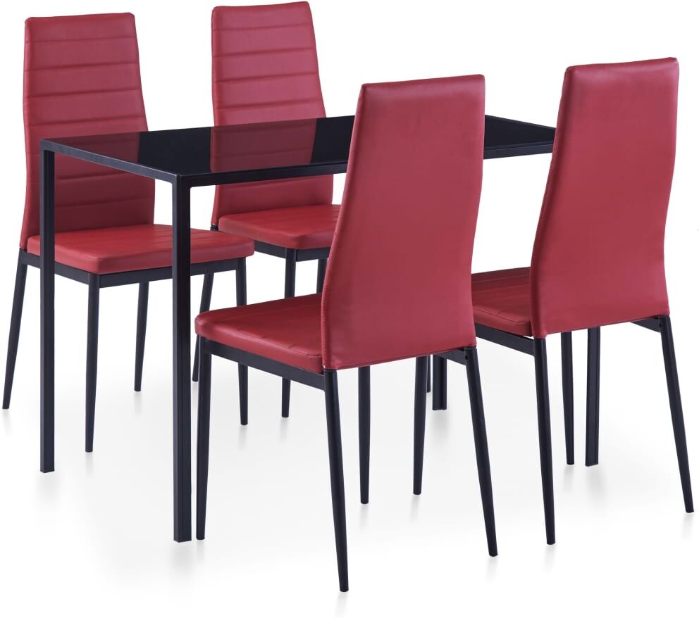 vidaXL Conjunto de mesa y sillas de comedor 5 piezas color vino tinto