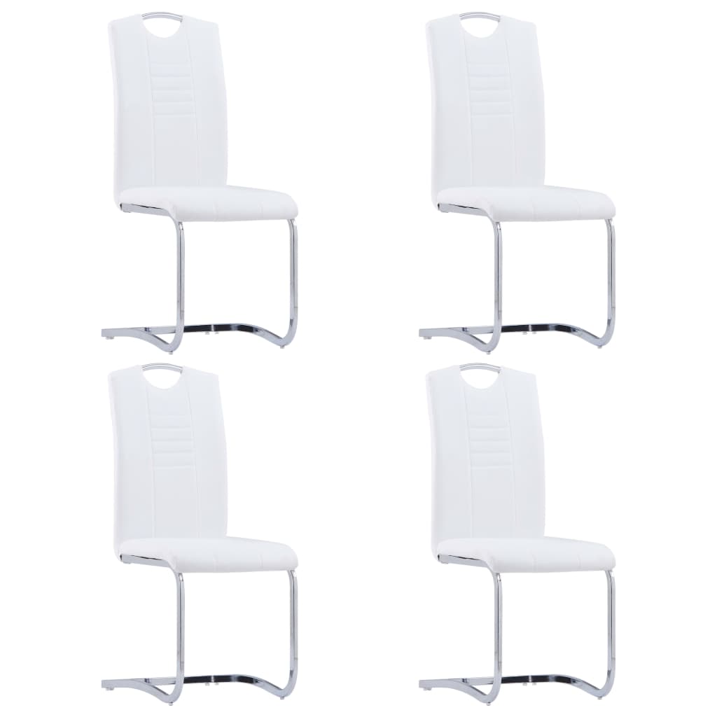 vidaXL Sillas de comedor voladizas 4 unidades cuero sintético blanco