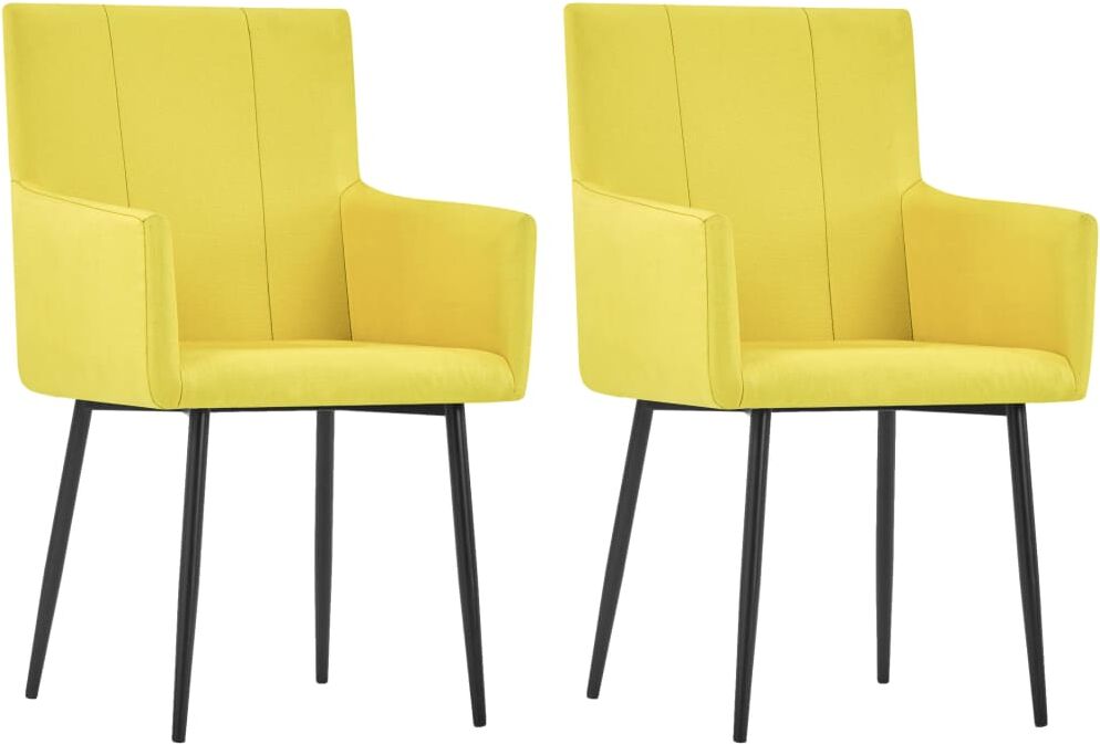 vidaXL Sillas de comedor con reposabrazos 2 unidades tela amarillo