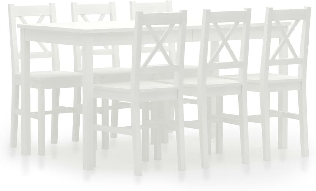 vidaXL Conjunto de comedor 7 piezas madera de pino blanco