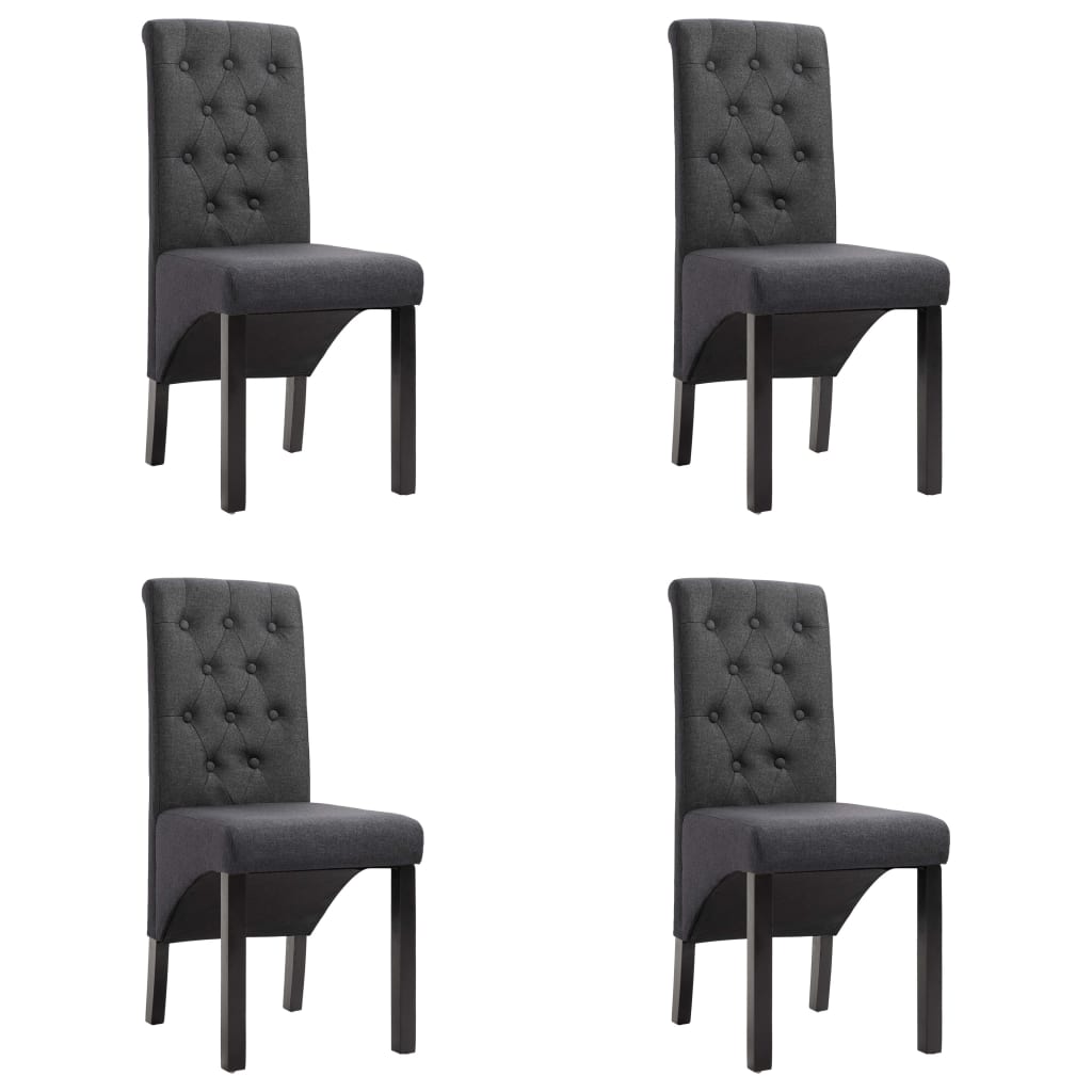 vidaXL Sillas de comedor 4 unidades tela gris oscuro