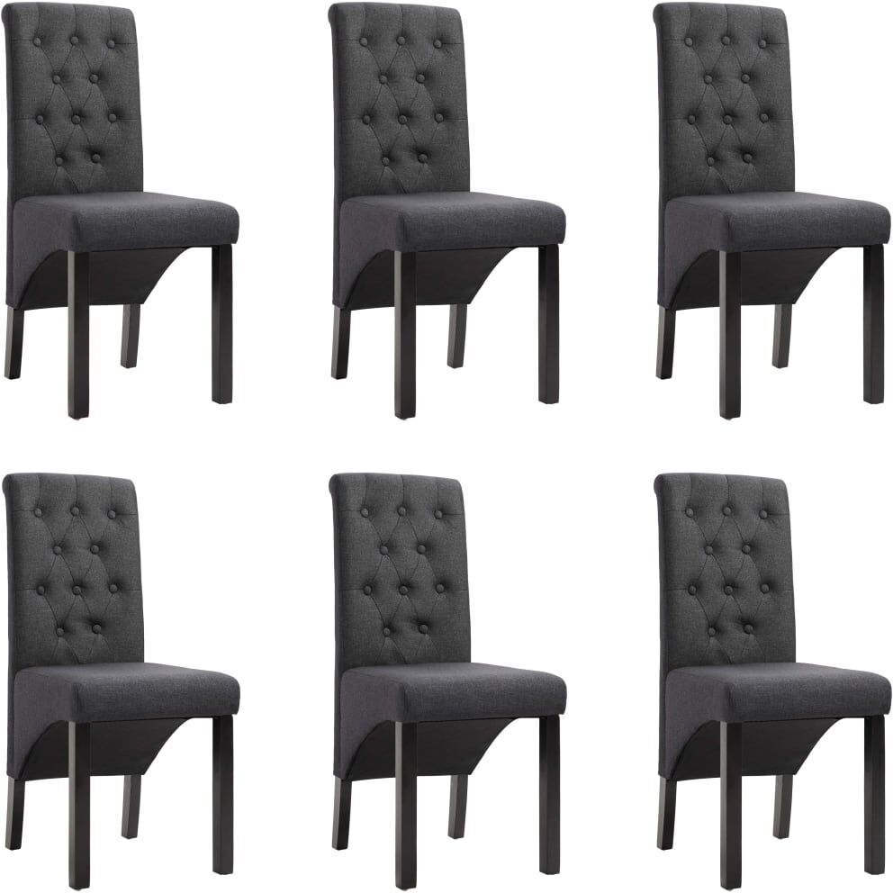 vidaXL Sillas de comedor 6 unidades de tela gris oscuro