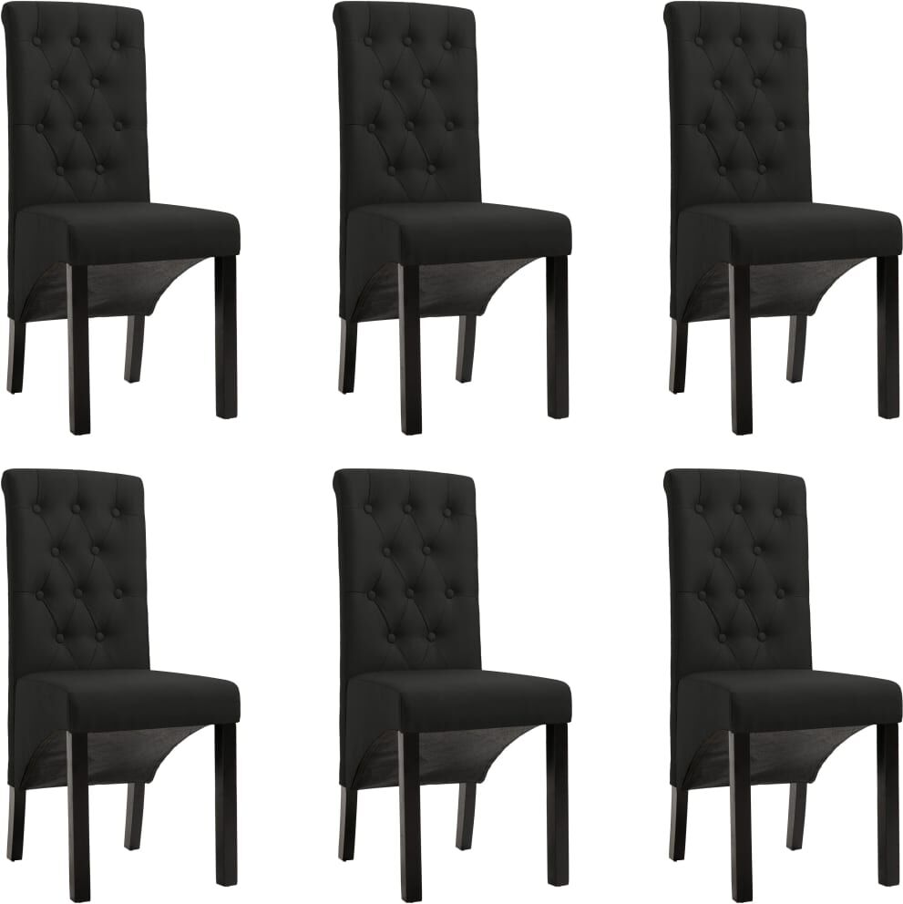 vidaXL Sillas de comedor 6 unidades de tela negra