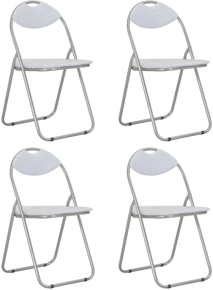 vidaXL Sillas de comedor plegables 4 unidades cuero sintético blanco