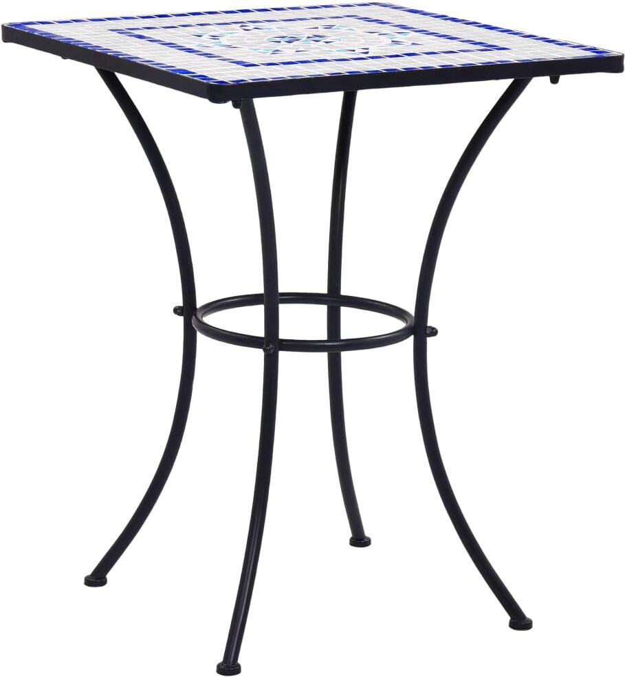 vidaXL Mesa de mosaico para cafetería cerámica azul y blanco 60 cm