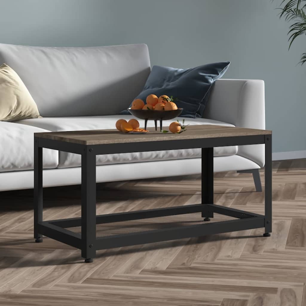 vidaXL Mesita auxiliar MDF y hierro gris y negro 90x45x45 cm