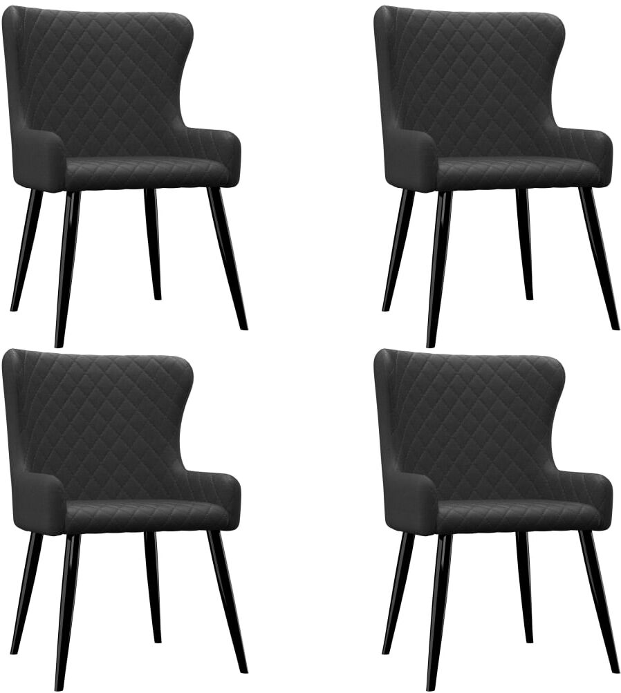 vidaXL Sillas de comedor 4 unidades tela negro