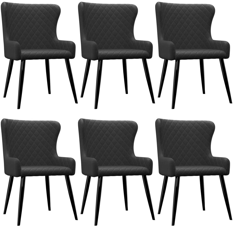 vidaXL Sillas de comedor 6 unidades tela negro