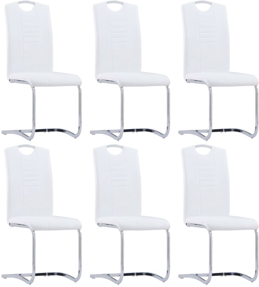 vidaXL Sillas voladizas de comedor 6 unidades cuero sintético blanco