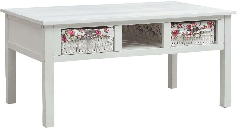 vidaXL Mesa de centro de madera blanco 99,5x60x48 cm