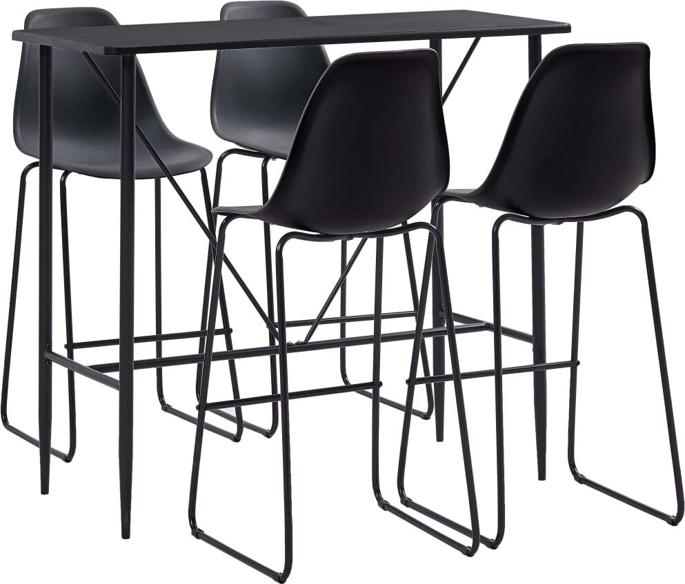 vidaXL Juego de mesa alta y taburetes 5 piezas plástico negro