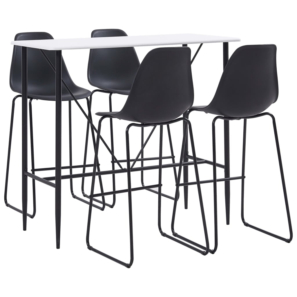 vidaXL Juego de mesa alta y taburetes 5 piezas plástico negro