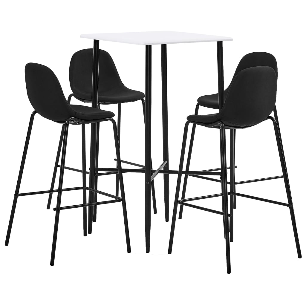 vidaXL Juego de mesa alta y taburetes 5 piezas tela negra