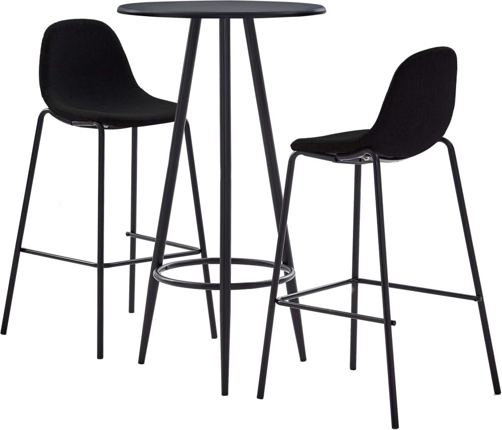 vidaXL Juego de mesa alta y taburetes 3 piezas tela negro