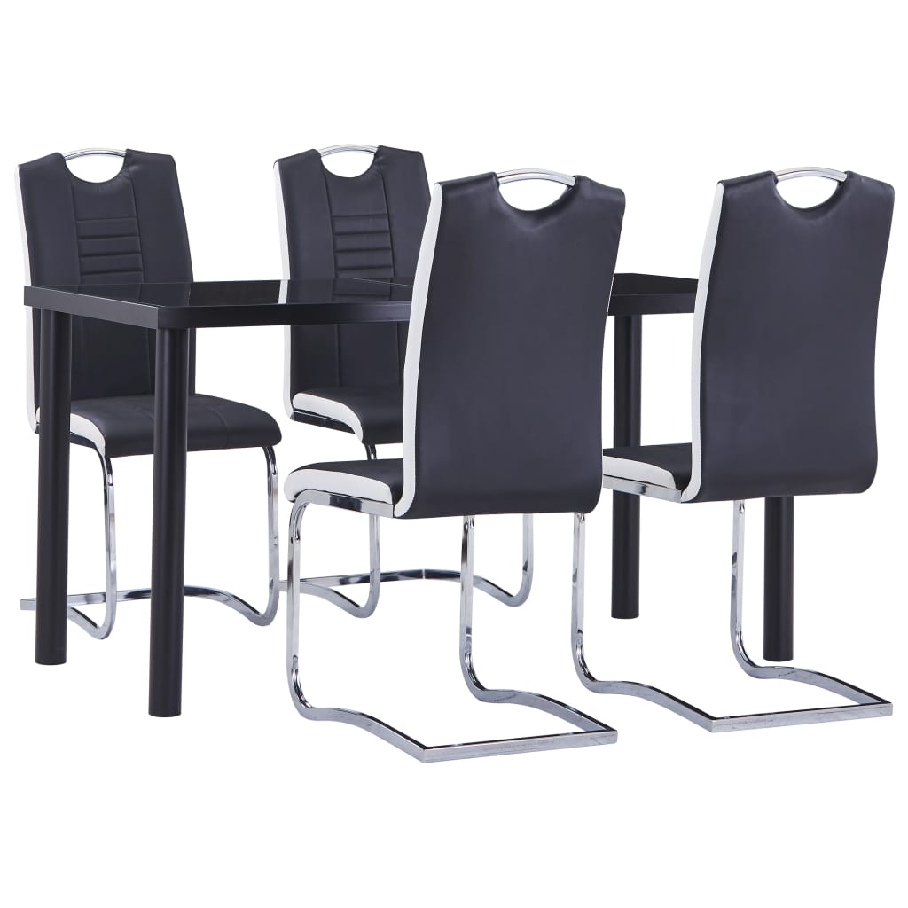 vidaXL Juego de comedor 5 piezas cuero sintético negro