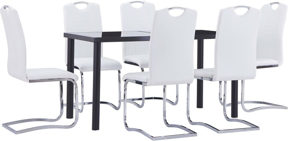 vidaXL Juego de comedor 7 piezas cuero sintético blanco