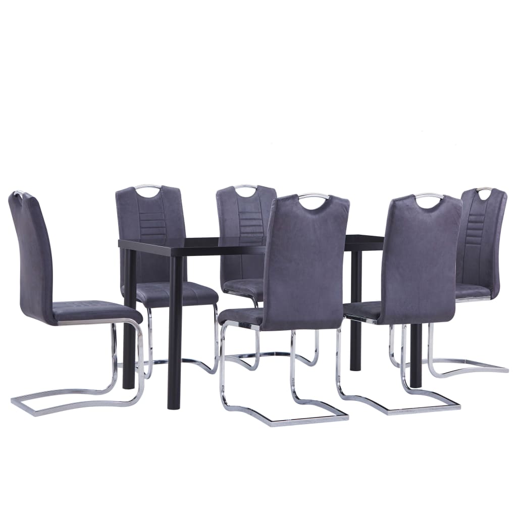 vidaXL Juego de comedor 7 piezas piel de ante artificial gris