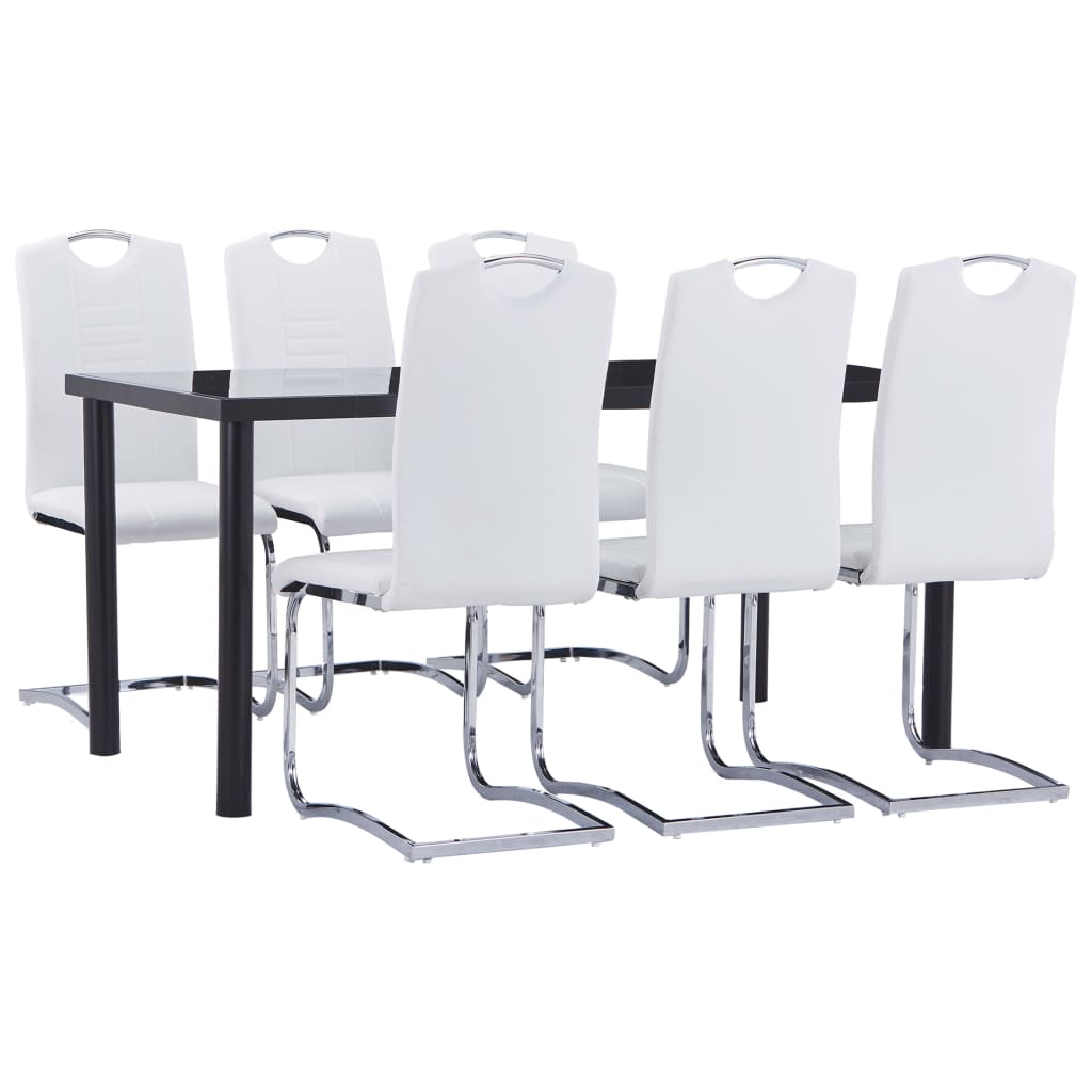 vidaXL Juego de comedor 7 piezas cuero sintético blanco