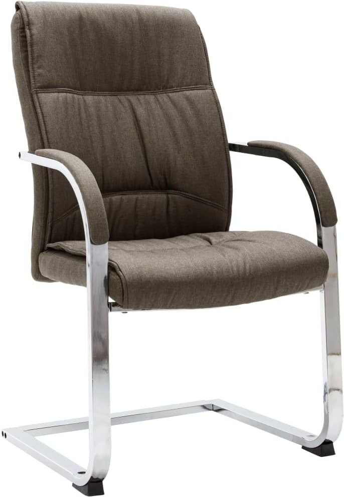 vidaXL Silla de oficina voladiza de tela gris taupe