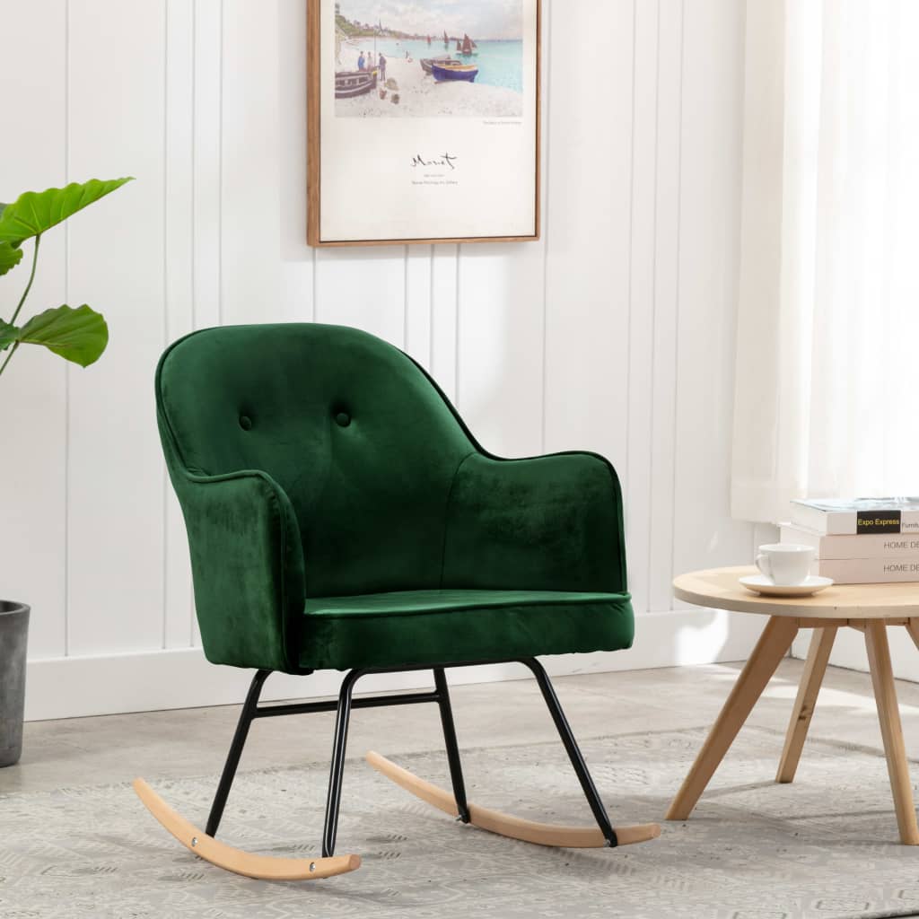 vidaXL Silla de comedor de terciopelo verde oscuro