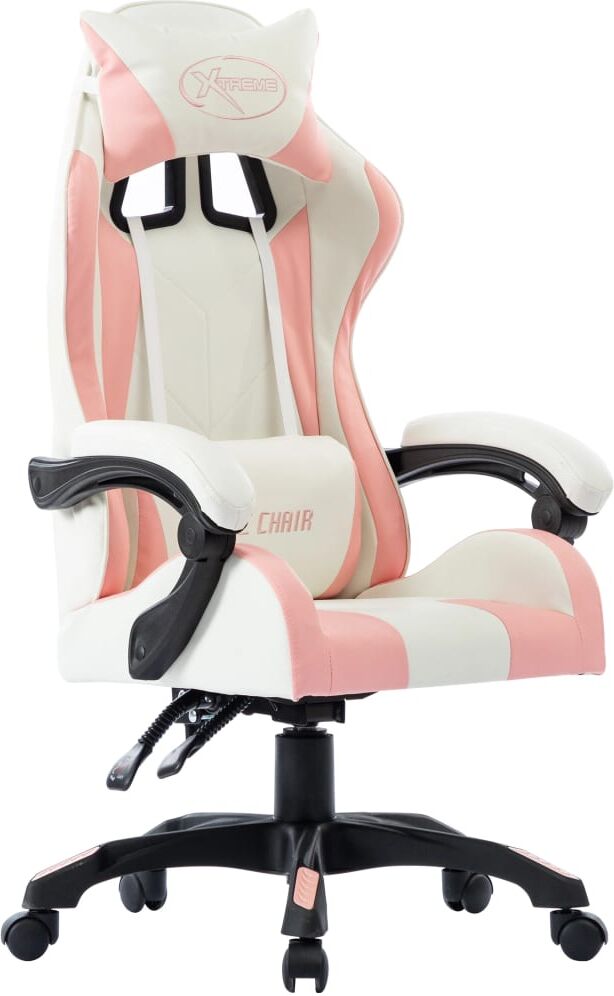 vidaXL Silla gaming de cuero sintético rosa