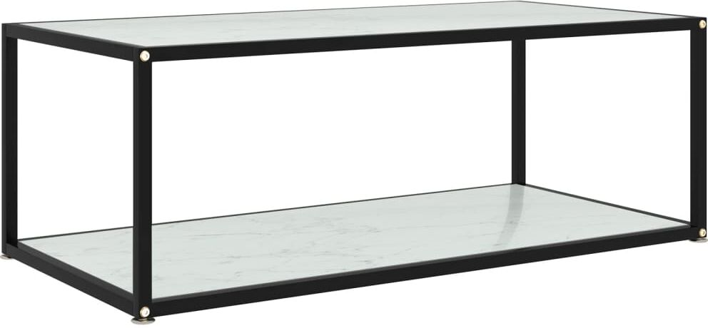 vidaXL Mesa de centro vidrio templado blanco 100x50x35 cm