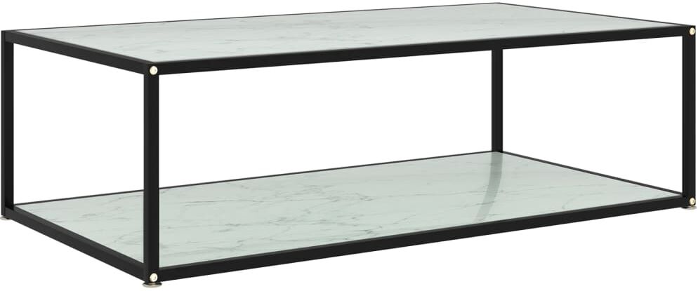 vidaXL Mesa de centro vidrio templado blanco 120x60x35 cm