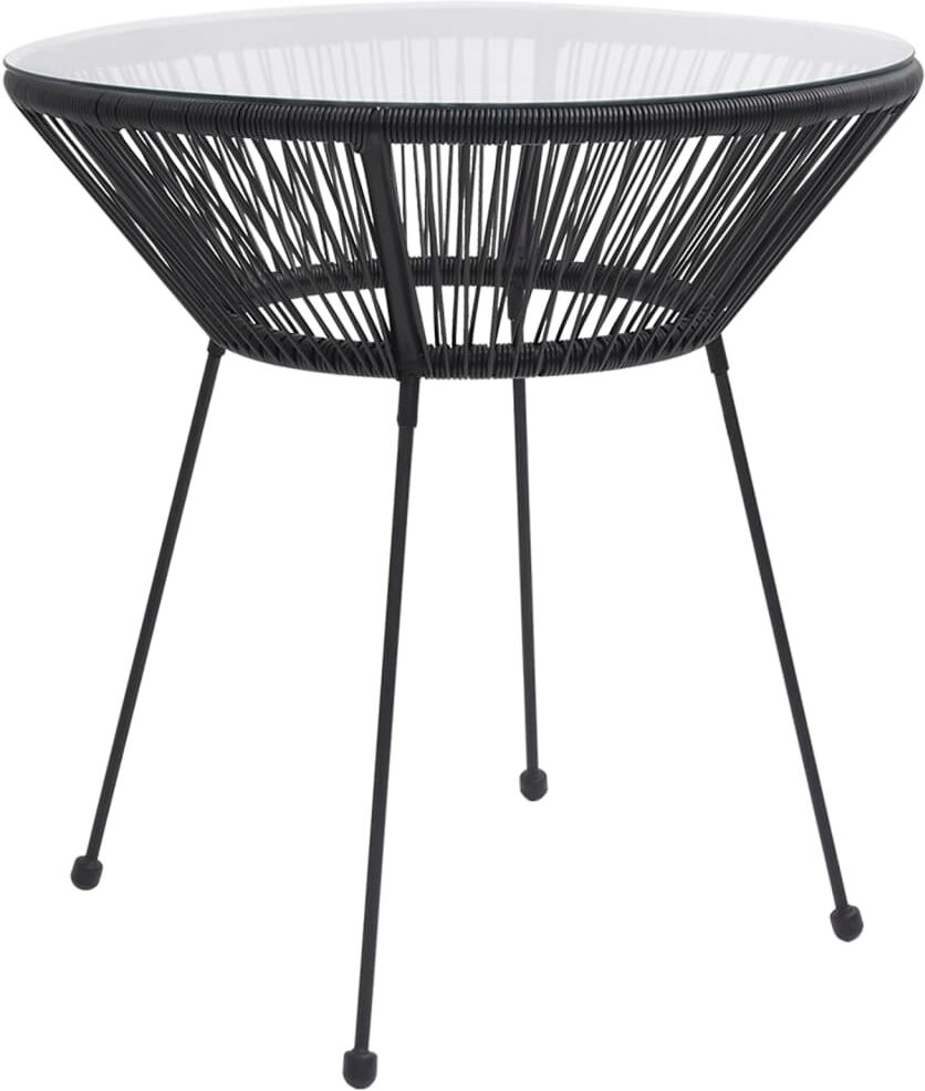 vidaXL Mesa de comedor de jardín acero y vidrio negra Ø70x74 cm