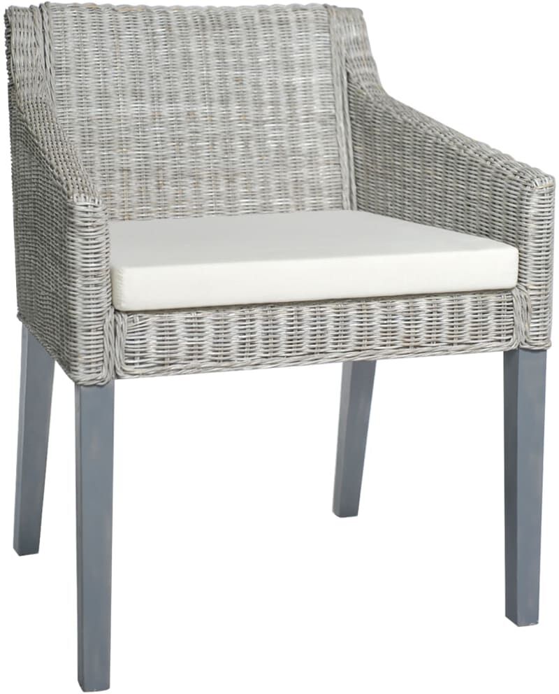 vidaXL Silla de comedor con cojín ratán natural gris