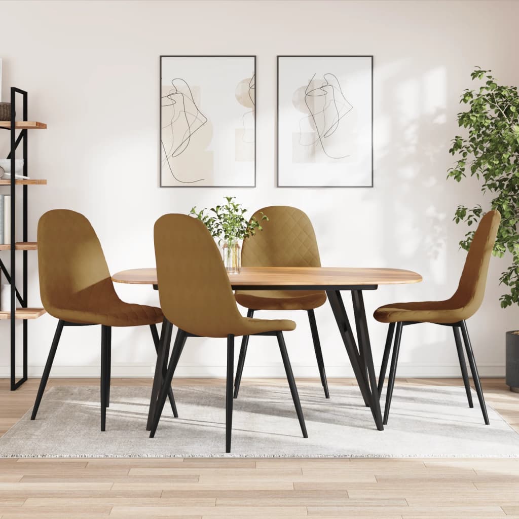 vidaXL Sillas de comedor 4 unidades terciopelo marrón