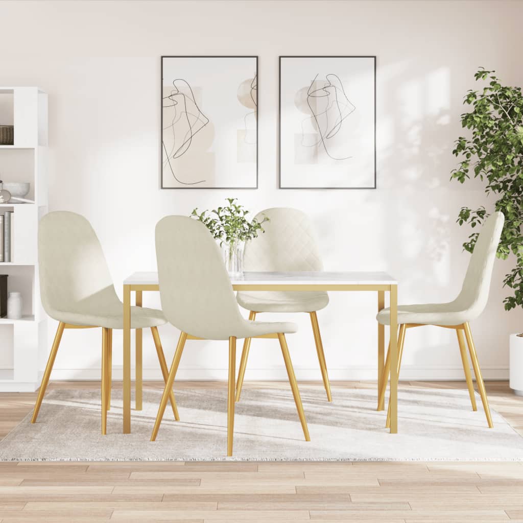 vidaXL Sillas de comedor 4 unidades terciopelo blanco crema