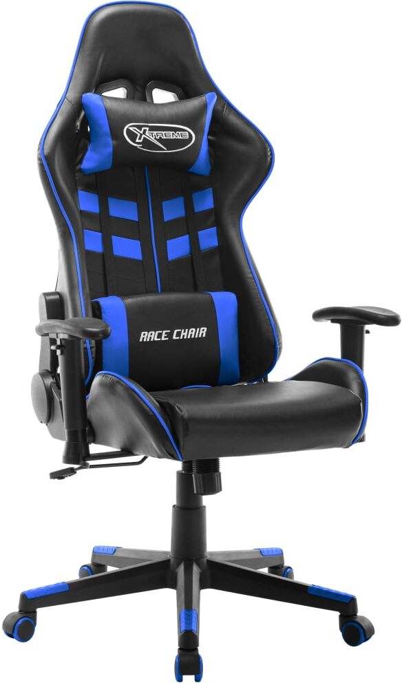 vidaXL Silla de gaming de cuero sintético negro y azul