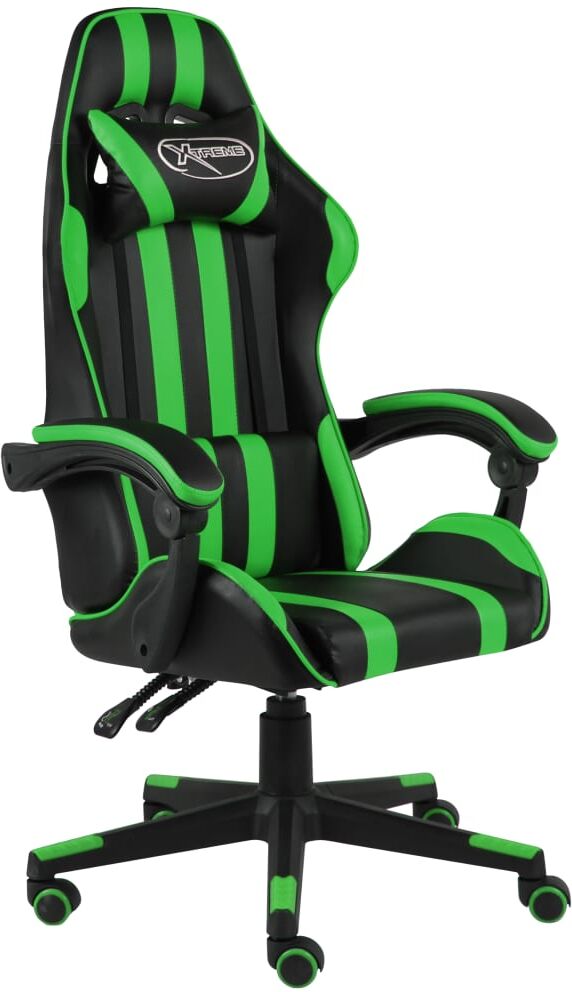 vidaXL Silla gaming de cuero sintético negro y verde