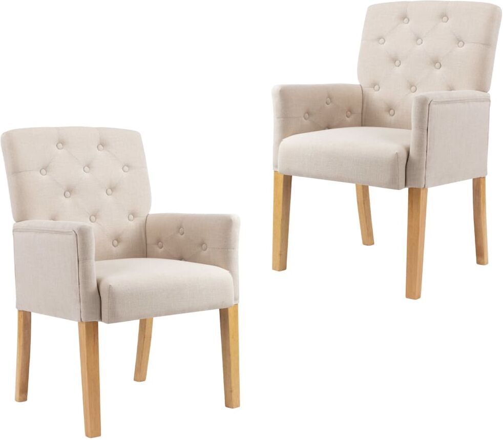 vidaXL Sillas de comedor con reposabrazos 2 unidades de tela beige