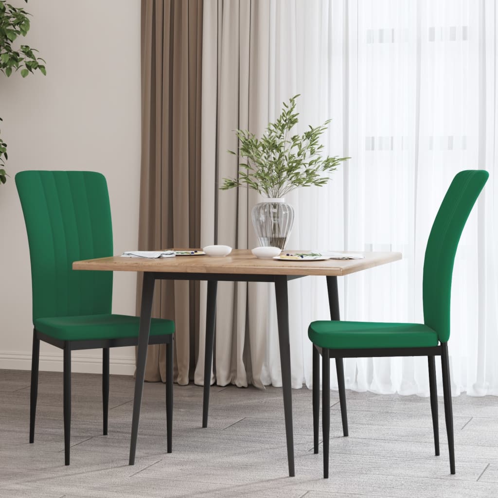 vidaXL Sillas de comedor 2 unidades terciopelo verde oscuro