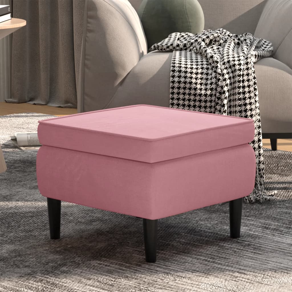 vidaXL Taburete con patas de madera terciopelo rosa