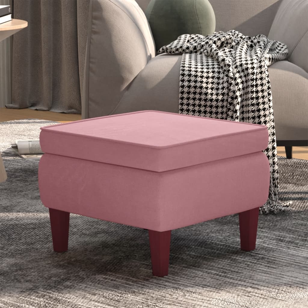 vidaXL Taburete con patas de madera terciopelo rosa