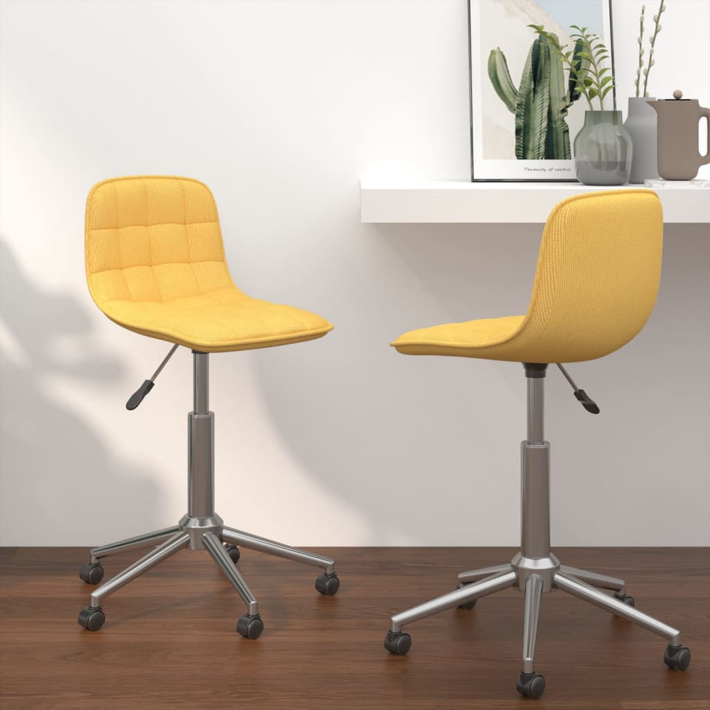 vidaXL Sillas de comedor giratorias 2 unidades tela amarillo